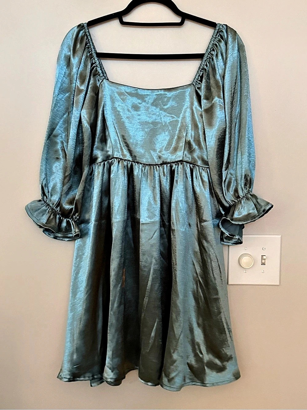entro Satin Mini Dress in Blue Size Medium